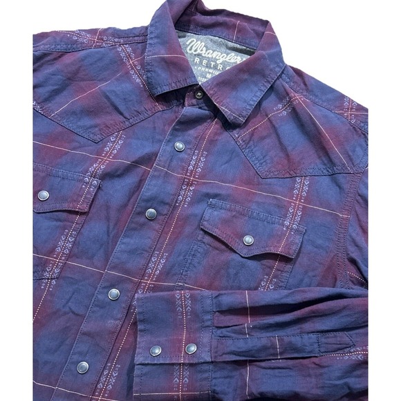 Wrangler Other - Wrangle Retro Blue Pearl Snaps Long‎ Sleeve, Double Pocket, Medium